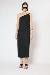 TEK OMUZ TENCEL ELBİSE